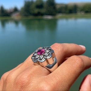 Diamond and Pink Tourmaline Ring